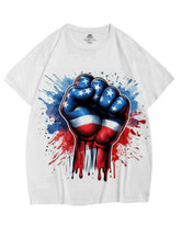 Men's Plus Size Independence Day Star Striped Fist Print Round Neck Short Sleeve T-Shirt